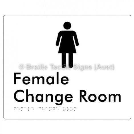 Female Change Room - Braille Tactile Signs (Aust) - BTS09n-wht - Fully Custom Signs - Fast Shipping - High Quality