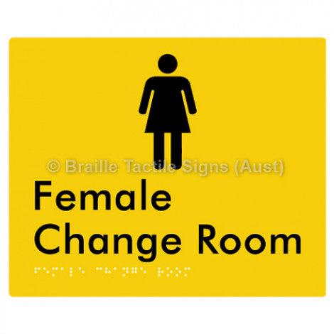 Female Change Room - Braille Tactile Signs (Aust) - BTS09n-yel - Fully Custom Signs - Fast Shipping - High Quality