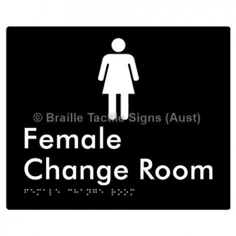 Female Change Room - Braille Tactile Signs (Aust) - BTS09n-blk - Fully Custom Signs - Fast Shipping - High Quality