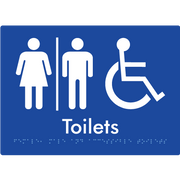 Braille Sign Female, Male & Accessible Toilets With Air Lock - Braille Tactile Signs Aust. - BTS407-AL-blu - Custom Signs - Fast Shipping - High Quality - Australian Made &amp; Owned