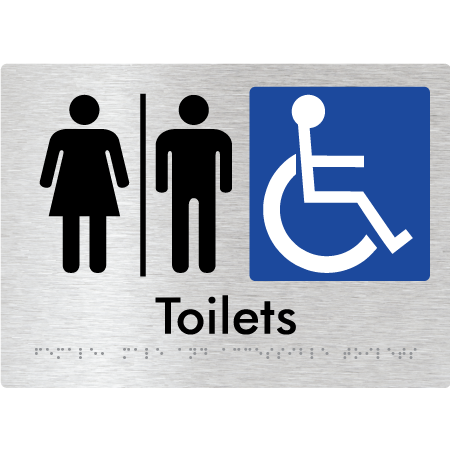Braille Sign Female, Male & Accessible Toilets With Air Lock - Braille Tactile Signs Aust. - BTS407-AL-aliB - Custom Signs - Fast Shipping - High Quality - Australian Made &amp; Owned