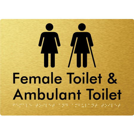 Braille Sign Female Toilet & Ambulant Toilet - Braille Tactile Signs Aust. - BTS402-aliG - Custom Signs - Fast Shipping - High Quality - Australian Made &amp; Owned