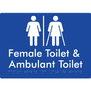 Braille Sign Female Toilet & Ambulant Toilet with Air Lock - Braille Tactile Signs Aust. - BTS402-AL-blu - Custom Signs - Fast Shipping - High Quality - Australian Made &amp; Owned