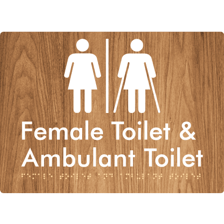 Braille Sign Female Toilet & Ambulant Toilet with Air Lock - Braille Tactile Signs Aust. - BTS402-AL-wdg - Custom Signs - Fast Shipping - High Quality - Australian Made &amp; Owned