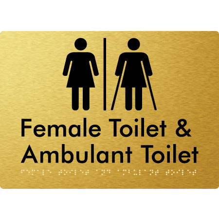 Braille Sign Female Toilet & Ambulant Toilet with Air Lock - Braille Tactile Signs Aust. - BTS402-AL-aliG - Custom Signs - Fast Shipping - High Quality - Australian Made &amp; Owned