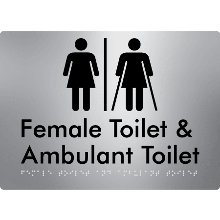 Braille Sign Female Toilet & Ambulant Toilet with Air Lock - Braille Tactile Signs Aust. - BTS402-AL-aliS - Custom Signs - Fast Shipping - High Quality - Australian Made &amp; Owned