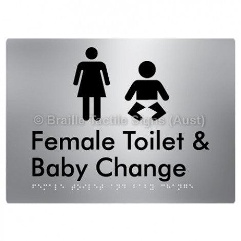 Braille Sign Female Toilet and Baby Change - Braille Tactile Signs (Aust) - BTS110n-aliS - Fully Custom Signs - Fast Shipping - High Quality - Australian Made &amp; Owned