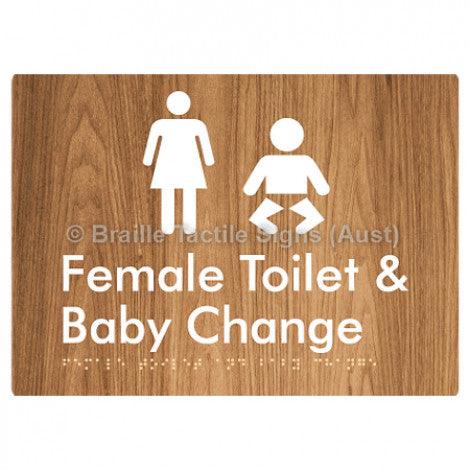 Braille Sign Female Toilet and Baby Change - Braille Tactile Signs (Aust) - BTS110n-wdg - Fully Custom Signs - Fast Shipping - High Quality - Australian Made &amp; Owned