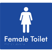 Braille Sign Female Toilet - Braille Tactile Signs Aust. - BTS01n-blu - Custom Signs - Fast Shipping - High Quality - Australian Made &amp; Owned