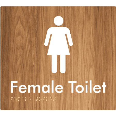 Braille Sign Female Toilet - Braille Tactile Signs Aust. - BTS01n-wdg - Custom Signs - Fast Shipping - High Quality - Australian Made &amp; Owned