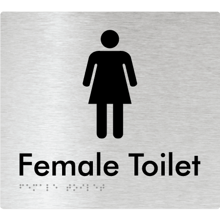 Braille Sign Female Toilet - Braille Tactile Signs Aust. - BTS01n-aliB - Custom Signs - Fast Shipping - High Quality - Australian Made &amp; Owned