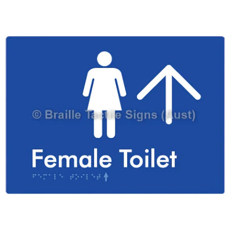 Female Toilet w/ Large Arrow - Braille Tactile Signs (Aust) - BTS01n->U-blu - Fully Custom Signs - Fast Shipping - High Quality