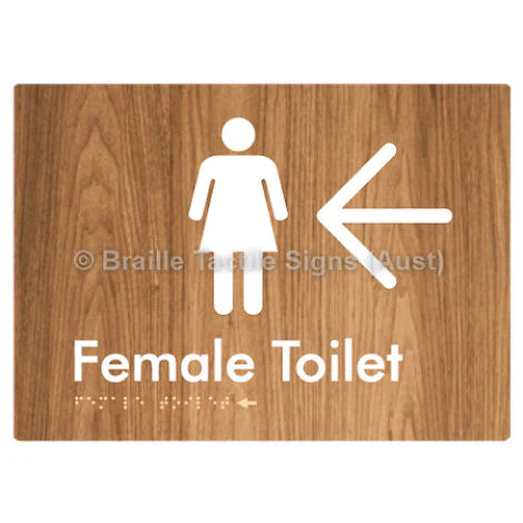 Female Toilet w/ Large Arrow - Braille Tactile Signs (Aust) - BTS01n->L-wdg - Fully Custom Signs - Fast Shipping - High Quality