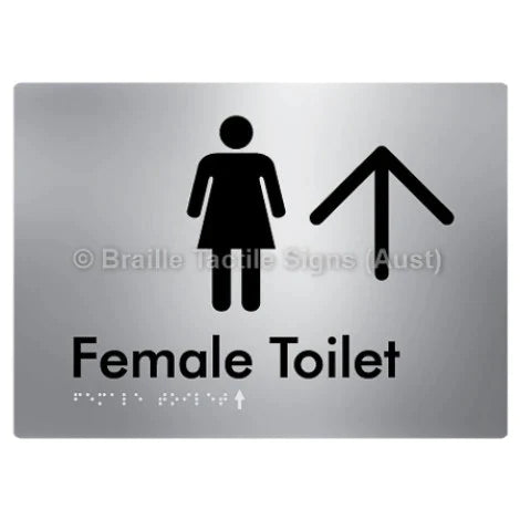 Female Toilet w/ Large Arrow - Braille Tactile Signs (Aust) - BTS01n->U-aliS - Fully Custom Signs - Fast Shipping - High Quality