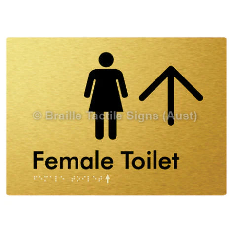 Female Toilet w/ Large Arrow - Braille Tactile Signs (Aust) - BTS01n->U-aliG - Fully Custom Signs - Fast Shipping - High Quality
