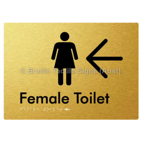 Female Toilet w/ Large Arrow - Braille Tactile Signs (Aust) - BTS01n->L-aliG - Fully Custom Signs - Fast Shipping - High Quality