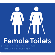 Braille Sign Female Toilets with Ambulant Cubicle - Braille Tactile Signs Aust. - BTS235-blu - Custom Signs - Fast Shipping - High Quality - Australian Made &amp; Owned