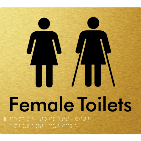 Braille Sign Female Toilets with Ambulant Cubicle - Braille Tactile Signs Aust. - BTS235-aliG - Custom Signs - Fast Shipping - High Quality - Australian Made &amp; Owned