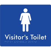 Braille Sign Female Visitors Toilet - Braille Tactile Signs Aust. - BTS99-blu - Custom Signs - Fast Shipping - High Quality - Australian Made &amp; Owned