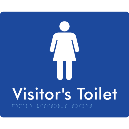 Braille Sign Female Visitors Toilet - Braille Tactile Signs Aust. - BTS99-blu - Custom Signs - Fast Shipping - High Quality - Australian Made &amp; Owned