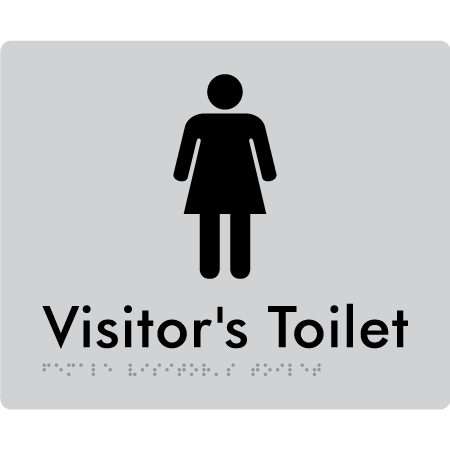 Braille Sign Female Visitors Toilet - Braille Tactile Signs Aust. - BTS99-slv - Custom Signs - Fast Shipping - High Quality - Australian Made &amp; Owned