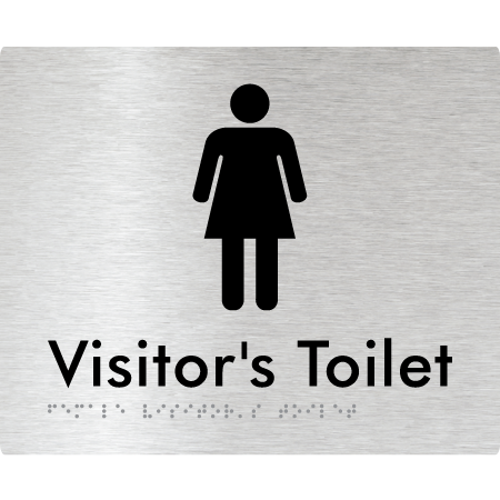 Braille Sign Female Visitors Toilet - Braille Tactile Signs Aust. - BTS99-aliB - Custom Signs - Fast Shipping - High Quality - Australian Made &amp; Owned