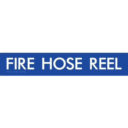 Braille Sign FIRE HOSE REEL - Braille Tactile Signs Aust. - BTS57-blu - Custom Signs - Fast Shipping - High Quality - Australian Made &amp; Owned