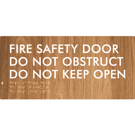 Braille Sign Fire Safety Door, Do Not Obstruct, Do Not Keep Open - Braille Tactile Signs Aust. - BTS410-wdg - Custom Signs - Fast Shipping - High Quality - Australian Made &amp; Owned