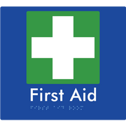 Braille Sign First Aid Room - Braille Tactile Signs Aust. - BTS76-blu - Custom Signs - Fast Shipping - High Quality - Australian Made &amp; Owned