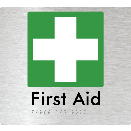 Braille Sign First Aid Room - Braille Tactile Signs Aust. - BTS76-aliB - Custom Signs - Fast Shipping - High Quality - Australian Made &amp; Owned