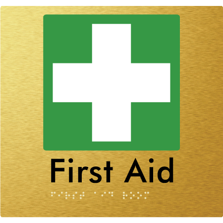 Braille Sign First Aid Room - Braille Tactile Signs Aust. - BTS76-aliG - Custom Signs - Fast Shipping - High Quality - Australian Made &amp; Owned