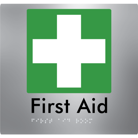 Braille Sign First Aid Room - Braille Tactile Signs Aust. - BTS76-aliS - Custom Signs - Fast Shipping - High Quality - Australian Made &amp; Owned