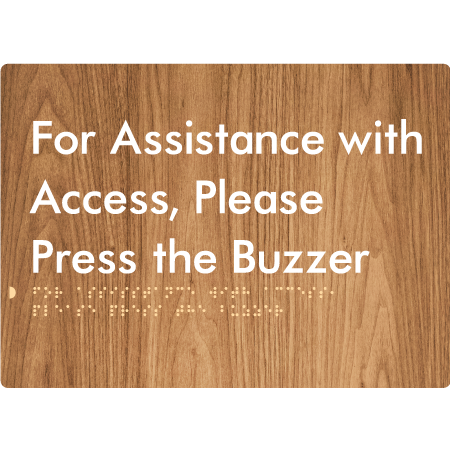 Braille Sign For Assistance With Access, Please Press The Buzzer - Braille Tactile Signs Aust. - BTS128-wdg - Custom Signs - Fast Shipping - High Quality - Australian Made &amp; Owned