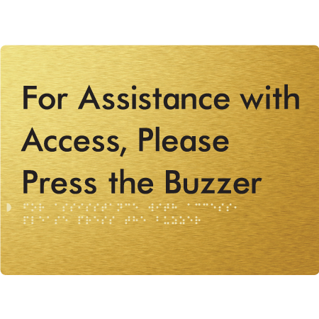 Braille Sign For Assistance With Access, Please Press The Buzzer - Braille Tactile Signs Aust. - BTS128-aliG - Custom Signs - Fast Shipping - High Quality - Australian Made &amp; Owned