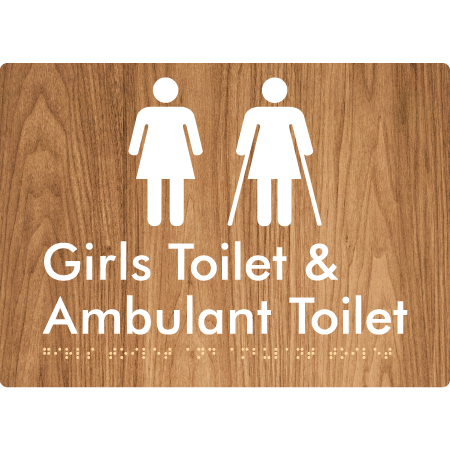 Braille Sign Girls Toilet & Ambulant Toilet - Braille Tactile Signs Aust. - BTS428-wdg - Custom Signs - Fast Shipping - High Quality - Australian Made &amp; Owned