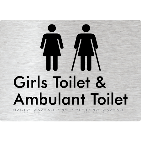 Braille Sign Girls Toilet & Ambulant Toilet - Braille Tactile Signs Aust. - BTS428-aliB - Custom Signs - Fast Shipping - High Quality - Australian Made &amp; Owned