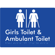 Braille Sign Girls Toilet & Ambulant Toilet with Air Lock - Braille Tactile Signs Aust. - BTS428-AL-blu - Custom Signs - Fast Shipping - High Quality - Australian Made &amp; Owned