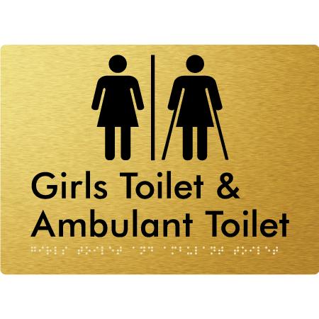 Braille Sign Girls Toilet & Ambulant Toilet with Air Lock - Braille Tactile Signs Aust. - BTS428-AL-aliG - Custom Signs - Fast Shipping - High Quality - Australian Made &amp; Owned