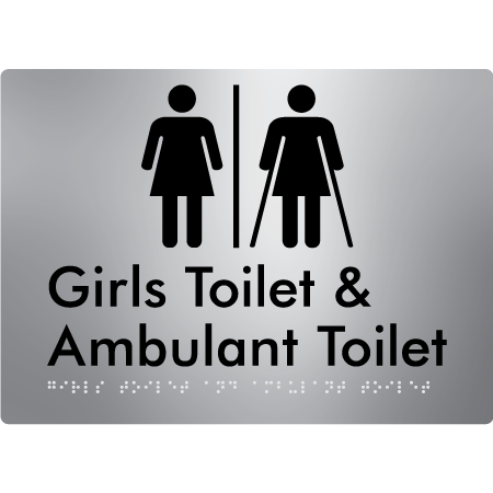 Braille Sign Girls Toilet & Ambulant Toilet with Air Lock - Braille Tactile Signs Aust. - BTS428-AL-aliS - Custom Signs - Fast Shipping - High Quality - Australian Made &amp; Owned