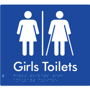 Braille Sign Girls Toilets with Ambulant Cubicle & Air Lock - Braille Tactile Signs Aust. - BTS426-AL-blu - Custom Signs - Fast Shipping - High Quality - Australian Made &amp; Owned