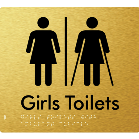 Braille Sign Girls Toilets with Ambulant Cubicle & Air Lock - Braille Tactile Signs Aust. - BTS426-AL-aliG - Custom Signs - Fast Shipping - High Quality - Australian Made &amp; Owned