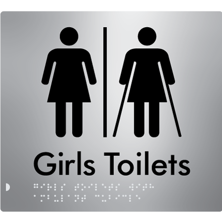 Braille Sign Girls Toilets with Ambulant Cubicle & Air Lock - Braille Tactile Signs Aust. - BTS426-AL-aliS - Custom Signs - Fast Shipping - High Quality - Australian Made &amp; Owned