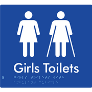 Braille Sign Girls Toilets with Ambulant Cubicle - Braille Tactile Signs Aust. - BTS426-blu - Custom Signs - Fast Shipping - High Quality - Australian Made &amp; Owned