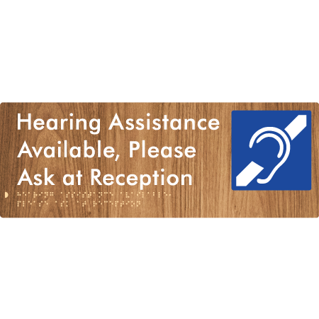 Braille Sign Hearing Assistance Available, Please Ask At Reception - Braille Tactile Signs Aust. - BTS412-wdg - Custom Signs - Fast Shipping - High Quality - Australian Made &amp; Owned