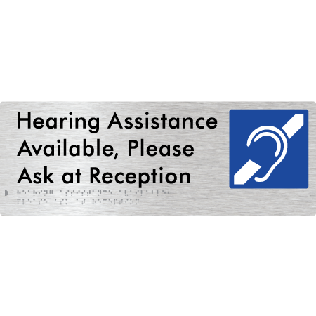 Braille Sign Hearing Assistance Available, Please Ask At Reception - Braille Tactile Signs Aust. - BTS412-aliB - Custom Signs - Fast Shipping - High Quality - Australian Made &amp; Owned