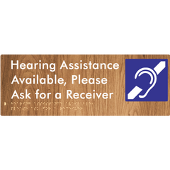 Hearing Assistance Available, Please Ask for a Receiver