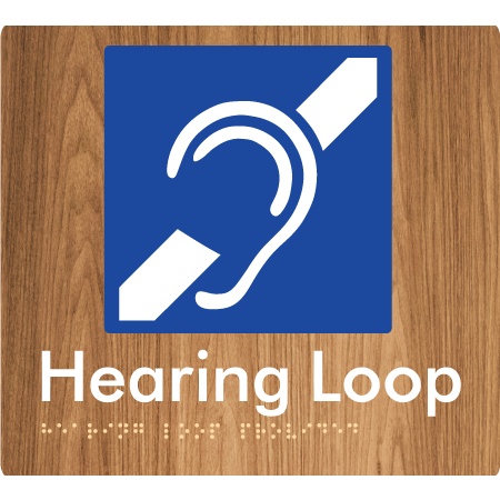 Braille Sign Hearing Loop Provided - Braille Tactile Signs Aust. - BTS350-wdg - Custom Signs - Fast Shipping - High Quality - Australian Made &amp; Owned