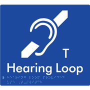 Braille Sign Hearing Loop Provided Use T-Switch - Braille Tactile Signs Aust. - BTS273-blu - Custom Signs - Fast Shipping - High Quality - Australian Made &amp; Owned