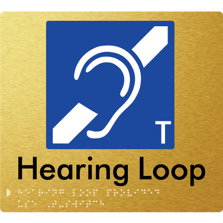 Braille Sign Hearing Loop Provided Use T-Switch - Braille Tactile Signs Aust. - BTS273-aliG - Custom Signs - Fast Shipping - High Quality - Australian Made &amp; Owned