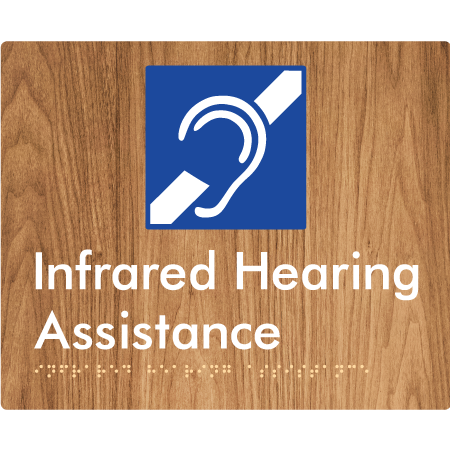 Braille Sign Infrared Hearing Assistance - Braille Tactile Signs Aust. - BTS405-wdg - Custom Signs - Fast Shipping - High Quality - Australian Made &amp; Owned